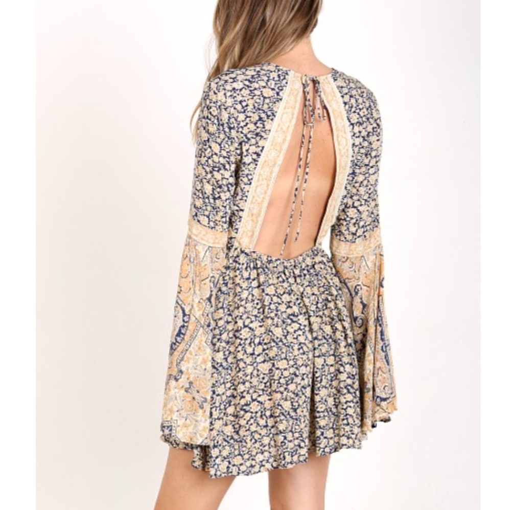 Free People Yellow and Blue Patterned Romper - Picture 2 of 6
